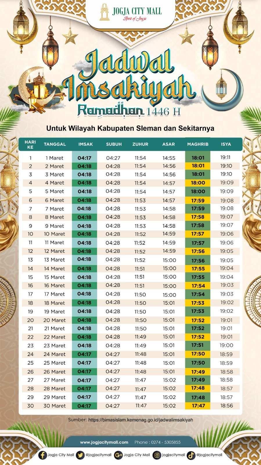 JADWAL IMSAKIYAH RAMADHAN 1446 H