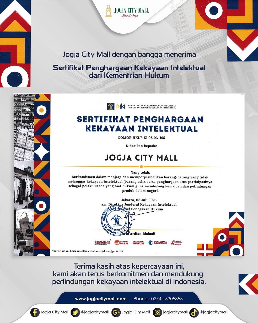 SERTIFIKAT PENGHARGAAN KEKAYAAN INTELEKTUAL